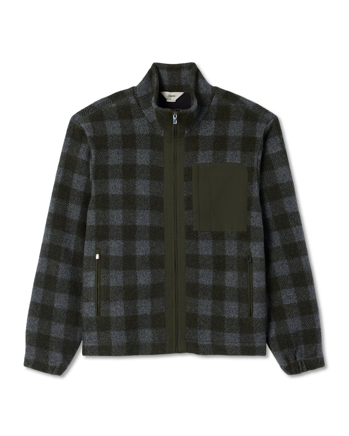 Ridge Fleece Jacket Men's Olive Plaid Zip-Up - Vuori