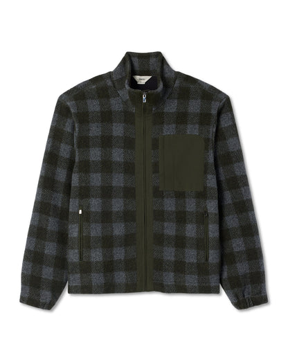 Ridge Fleece Jacket Men's Olive Plaid Zip-Up - Vuori