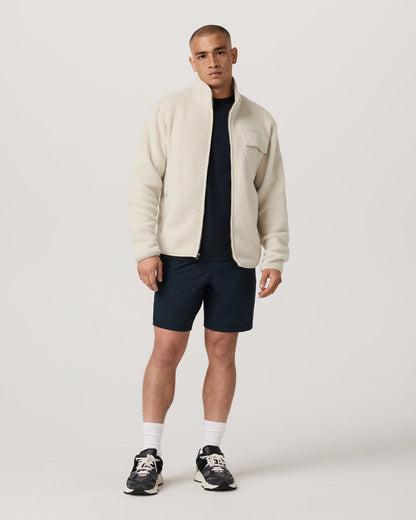Alpine Fleece Full Zip Men's Bone Mock Neck Jacket - Vuori
