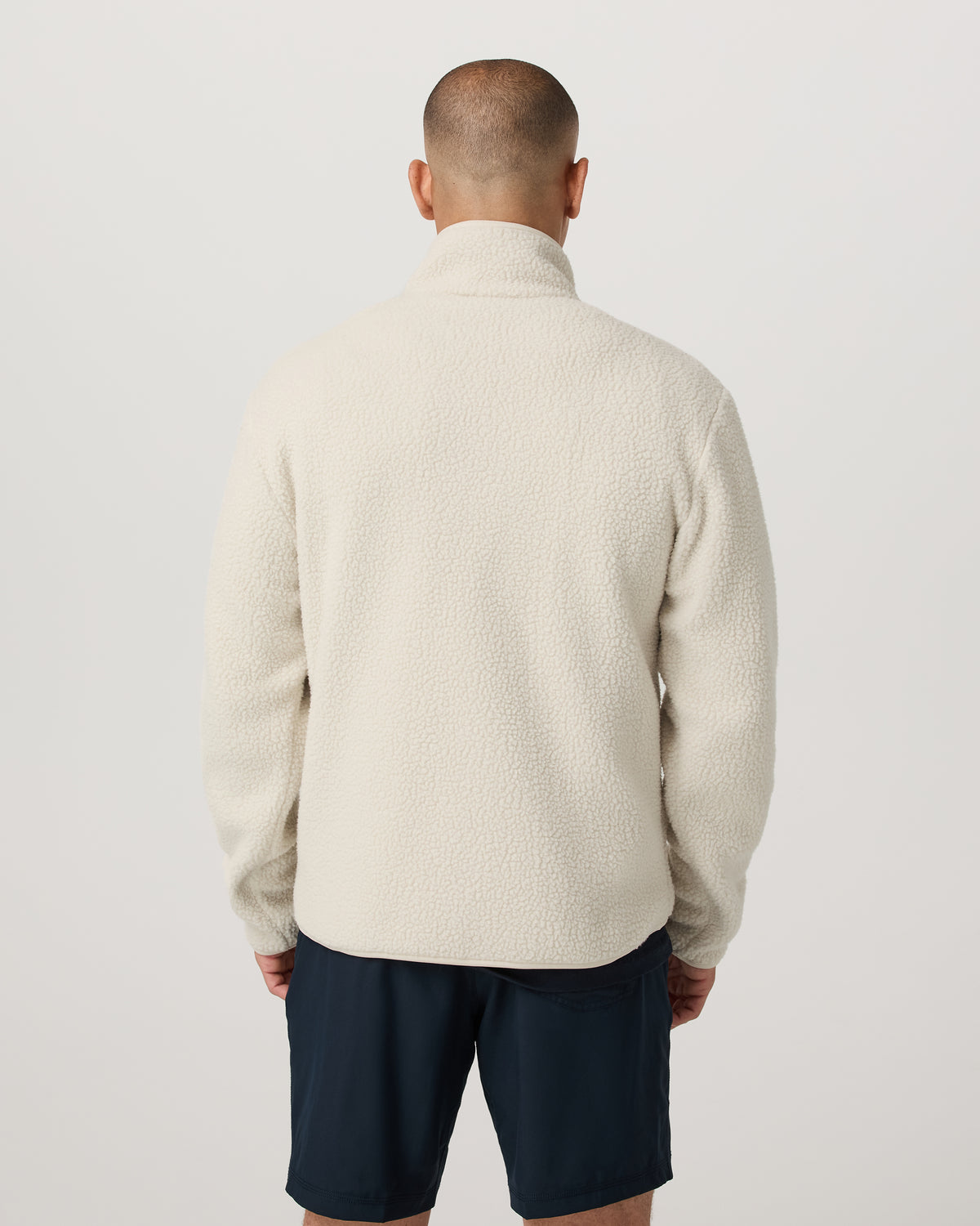 Alpine Fleece Full Zip Men's Bone Mock Neck Jacket - Vuori