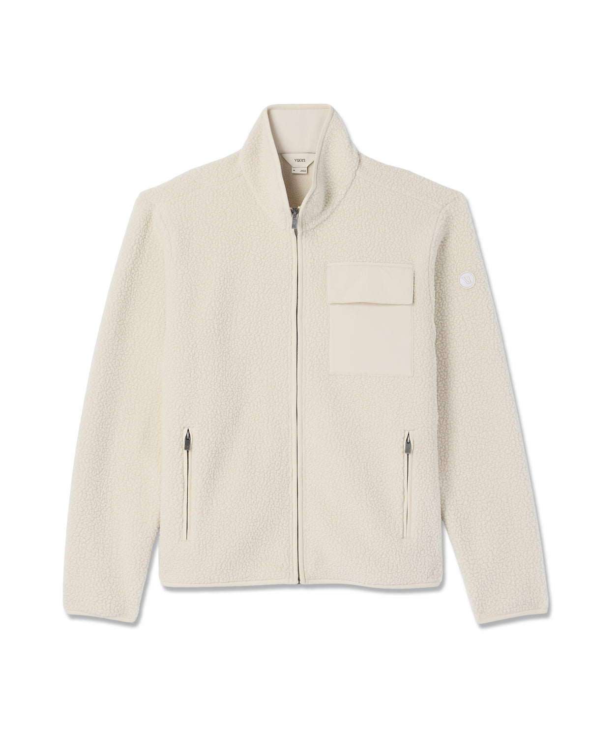 Alpine Fleece Full Zip Men's Bone Mock Neck Jacket - Vuori
