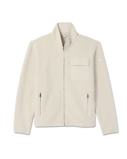 Alpine Fleece Full Zip Men's Bone Mock Neck Jacket - Vuori