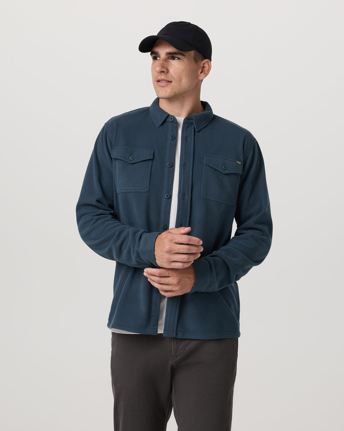 Aspen Shirt Jacket Men's Ocean Blue Fleece Shirt Jacket - Vuori