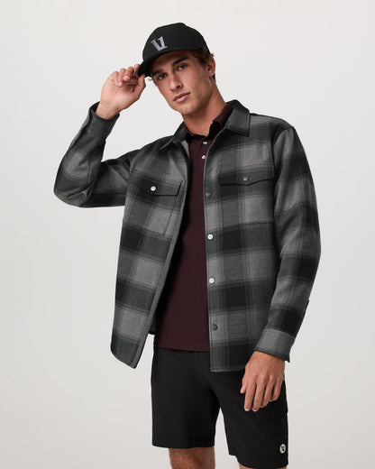 Range Shirt Jacket 2.0 Men's Dark Pewter Plaid Jacket - Vuori