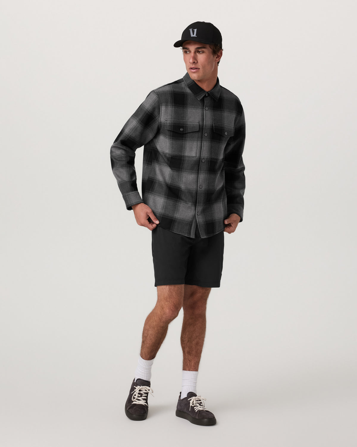 Range Shirt Jacket 2.0 Men's Dark Pewter Plaid Jacket - Vuori