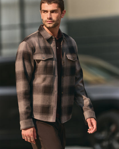 Range Shirt Jacket 2.0 Men's Dark Pewter Plaid Jacket - Vuori