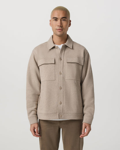 Seaside Shirt Jacket Men's Acorn Heather Fleece Jacket - Vuori