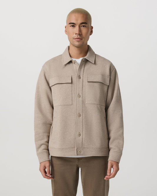 Seaside Shirt Jacket Men's Acorn Heather Fleece Jacket - Vuori