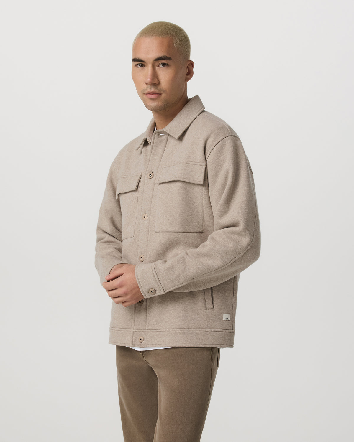 Seaside Shirt Jacket Men's Acorn Heather Fleece Jacket - Vuori