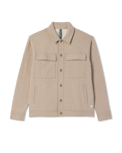 Seaside Shirt Jacket Men's Acorn Heather Fleece Jacket - Vuori