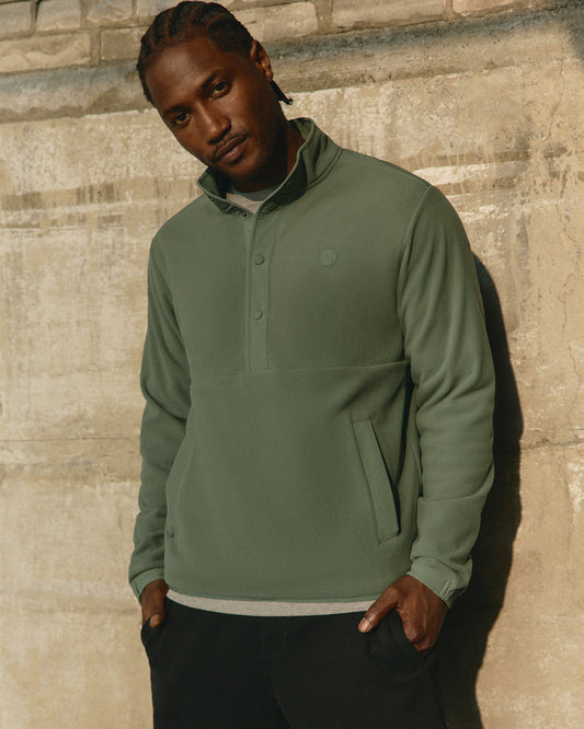 Aspen 1/2 Snap Men's Fleece Mock-Neck Pullover: Marsh - Vuori