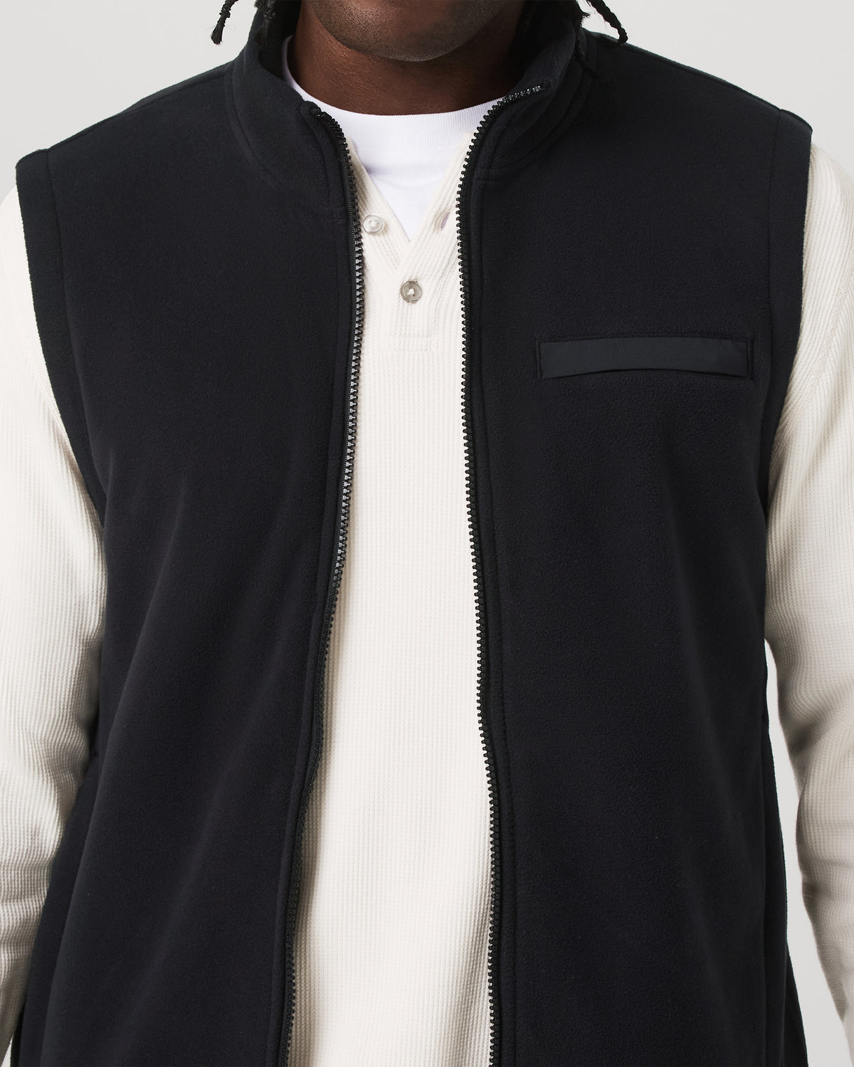 Aspen Vest Men's Black Zip-Up Fleece Vest - Vuori