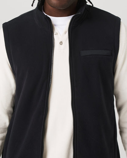 Aspen Vest Men's Black Zip-Up Fleece Vest - Vuori