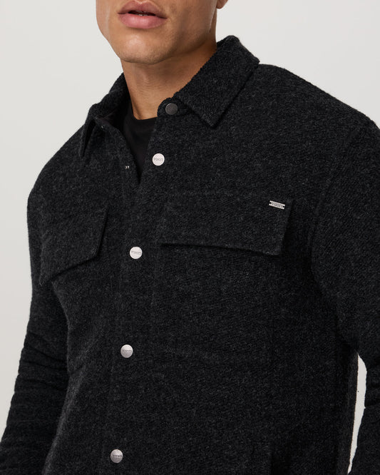 Plymouth Wool Shirt Jacket Dark Black Heather Jacket - Vuori