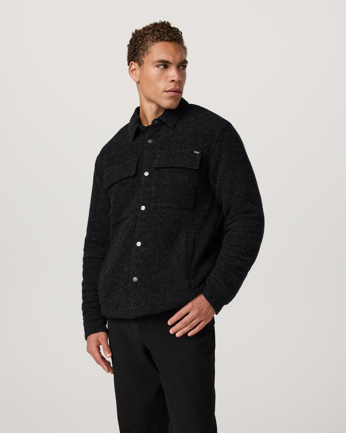 Plymouth Wool Shirt Jacket Dark Black Heather Jacket - Vuori