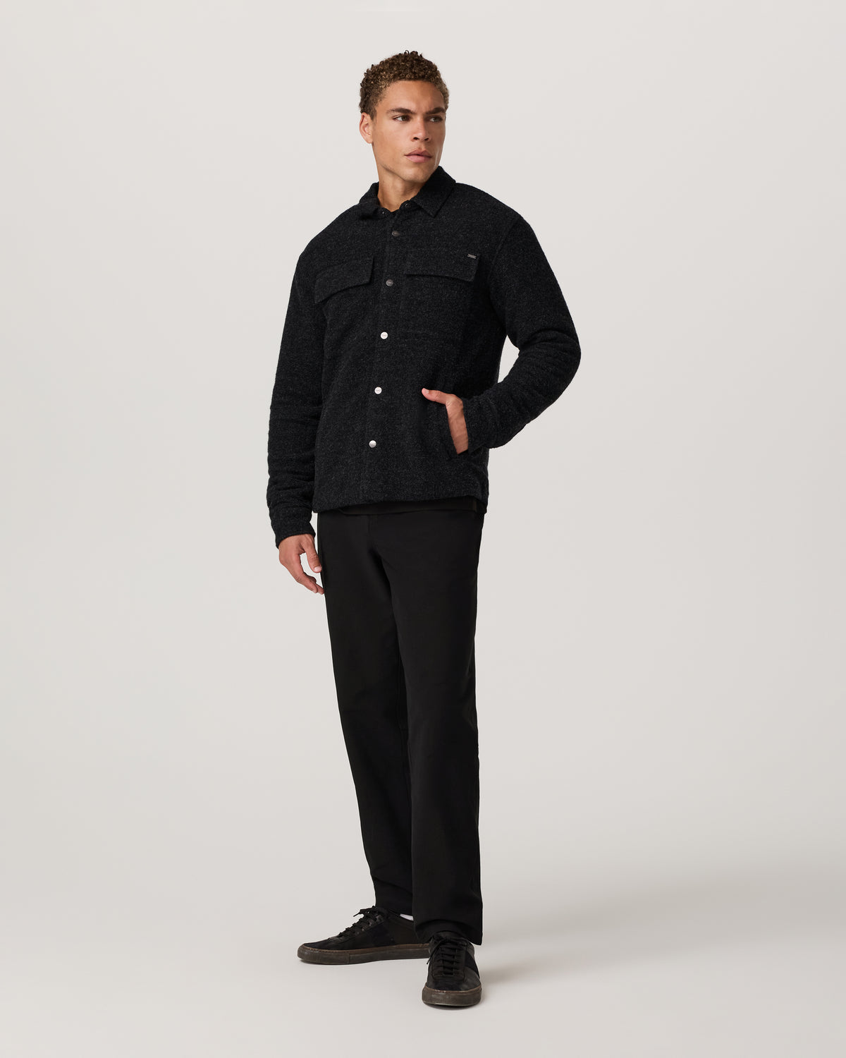 Plymouth Wool Shirt Jacket Dark Black Heather Jacket - Vuori