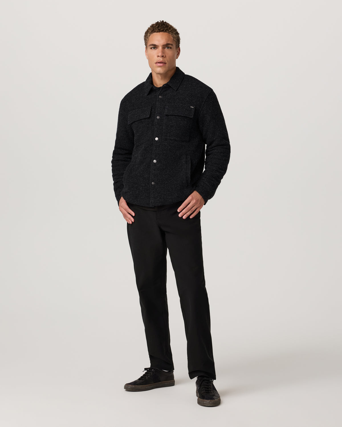 Plymouth Wool Shirt Jacket Dark Black Heather Jacket - Vuori