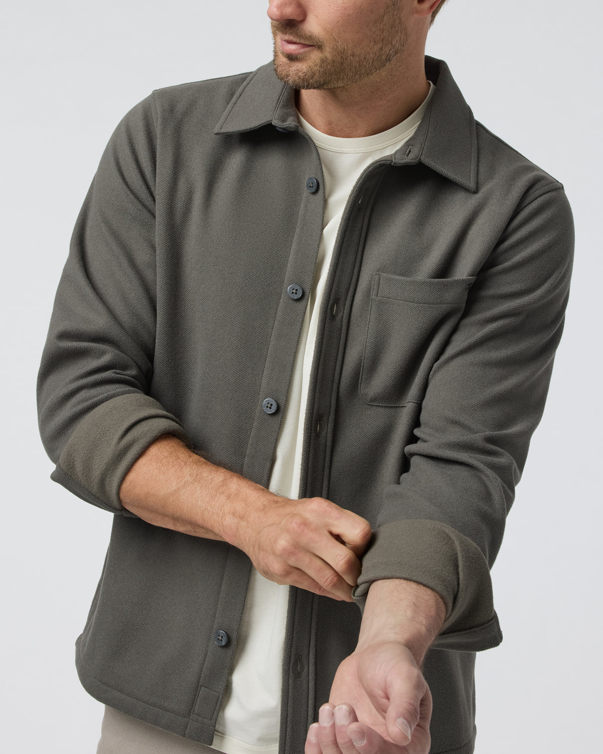 Beldon Shirt Jacket Knit Twill Oregano - Vuori