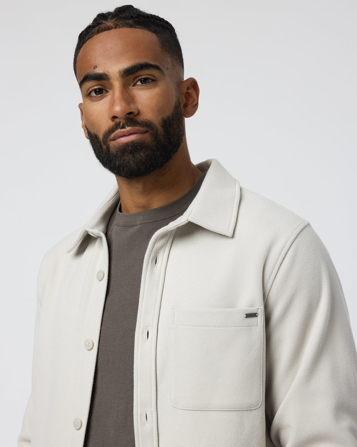 Beldon Shirt Jacket Knit Twill Oatmeal - Vuori