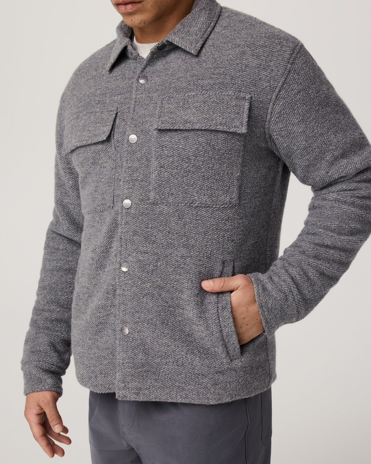 Plymouth Wool Shirt Jacket Men's Heather Grey Jacket - Vuori