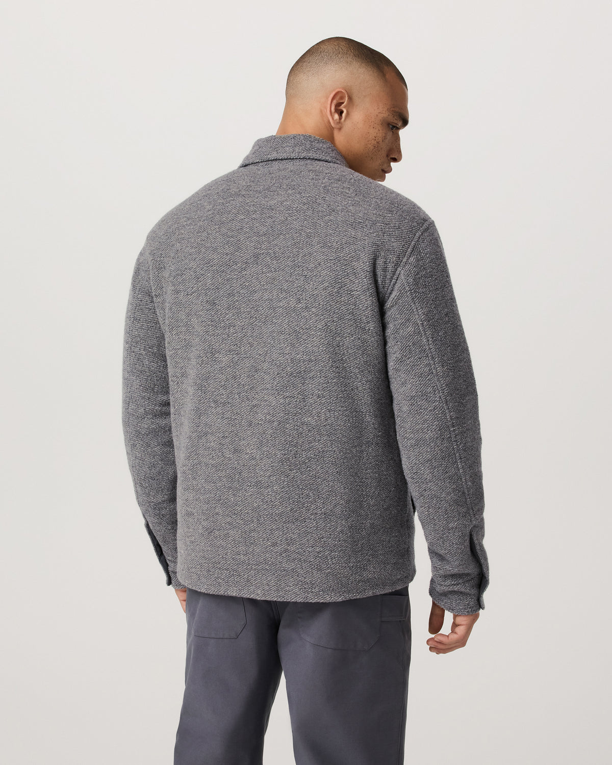 Plymouth Wool Shirt Jacket Men's Heather Grey Jacket - Vuori