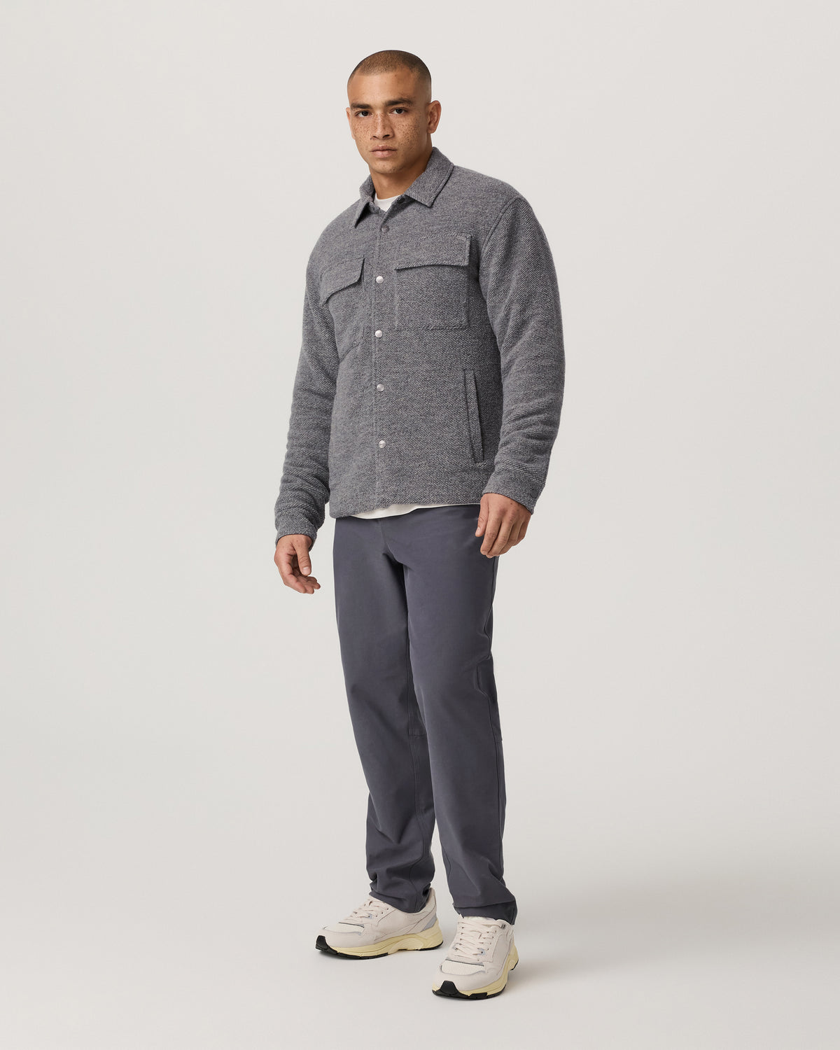 Plymouth Wool Shirt Jacket Men's Heather Grey Jacket - Vuori