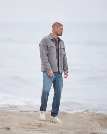Plymouth Wool Shirt Jacket Men's Heather Grey Jacket - Vuori