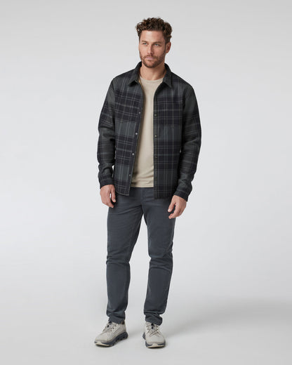 Coastside Shirt Jacket Men's Black Plaid Shirt - Vuori