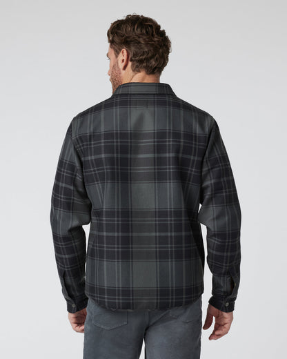 Coastside Shirt Jacket Men's Black Plaid Shirt - Vuori