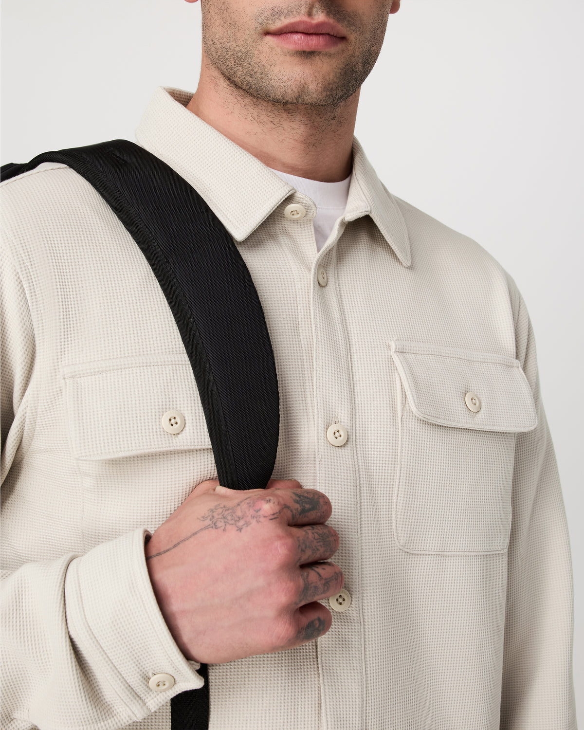 Waffle Shirt Jacket Men's Mushroom Waffle Knit Top - Vuori