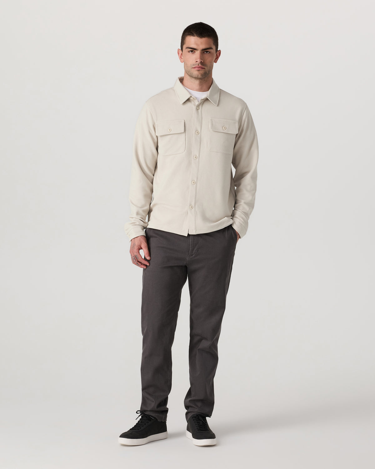 Waffle Shirt Jacket Men's Mushroom Waffle Knit Top - Vuori