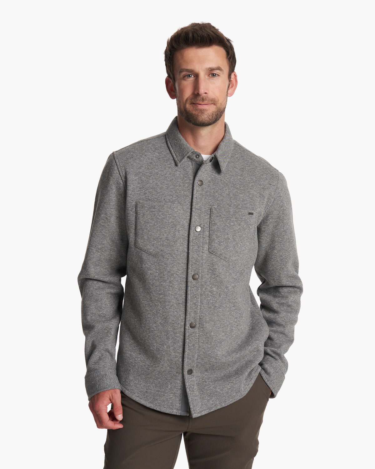 Del Mar Fleece Shirt Jacket Heather Grey Button Down - Vuori