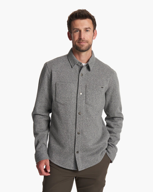 Del Mar Fleece Shirt Jacket Heather Grey Button Down - Vuori