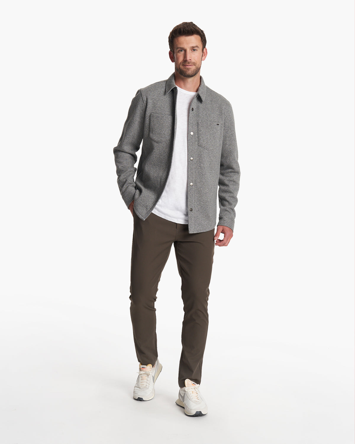 Del Mar Fleece Shirt Jacket Heather Grey Button Down - Vuori