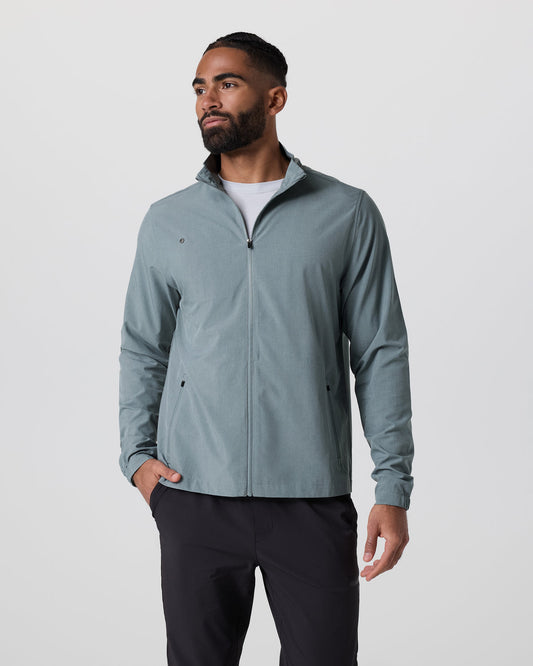 Venture Track Jacket Dusty Blue Linen Texture - Vuori
