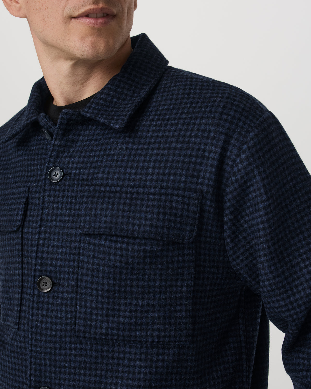 Ridge Natural Shirt Jacket Men's Navy Button-Up Jacket - Vuori