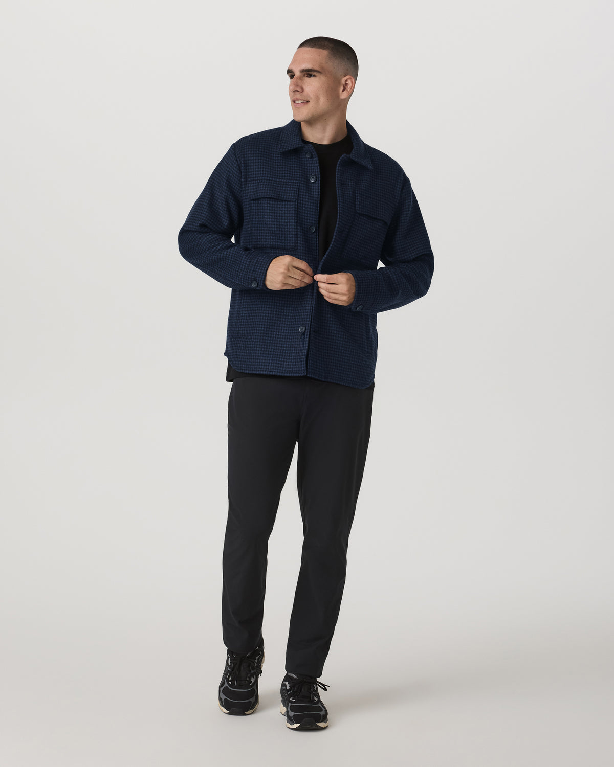 Ridge Natural Shirt Jacket Men's Navy Button-Up Jacket - Vuori