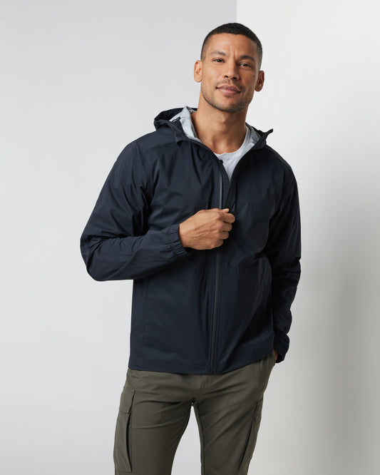 Rainstorm Packable Jacket Men's Black Rain Jacket - Vuori