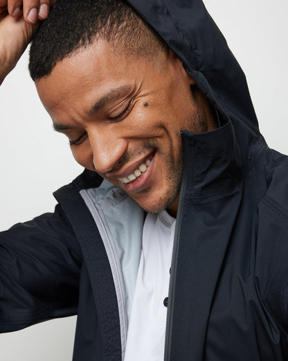 Rainstorm Packable Jacket Men's Black Rain Jacket - Vuori