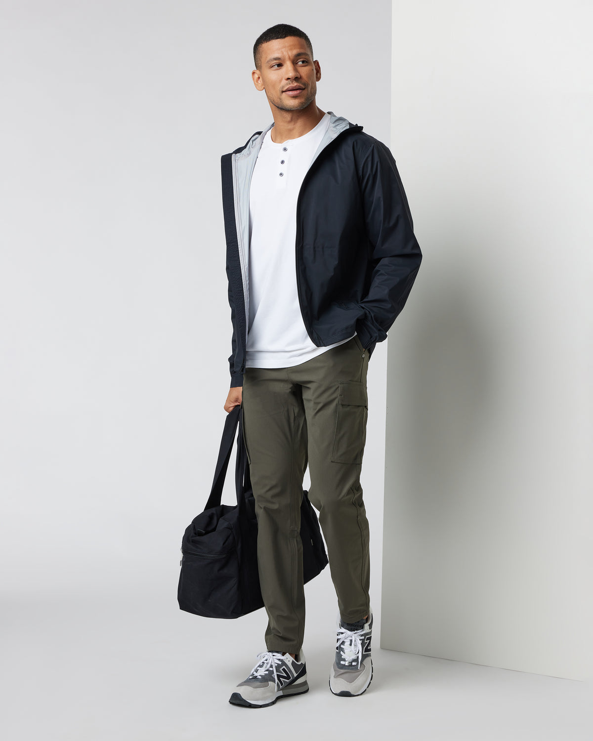 Rainstorm Packable Jacket Men's Black Rain Jacket - Vuori