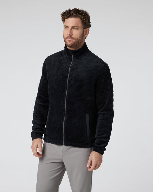 Fairfield Full Zip Jacket Men's Black Fleece Jacket - Vuori