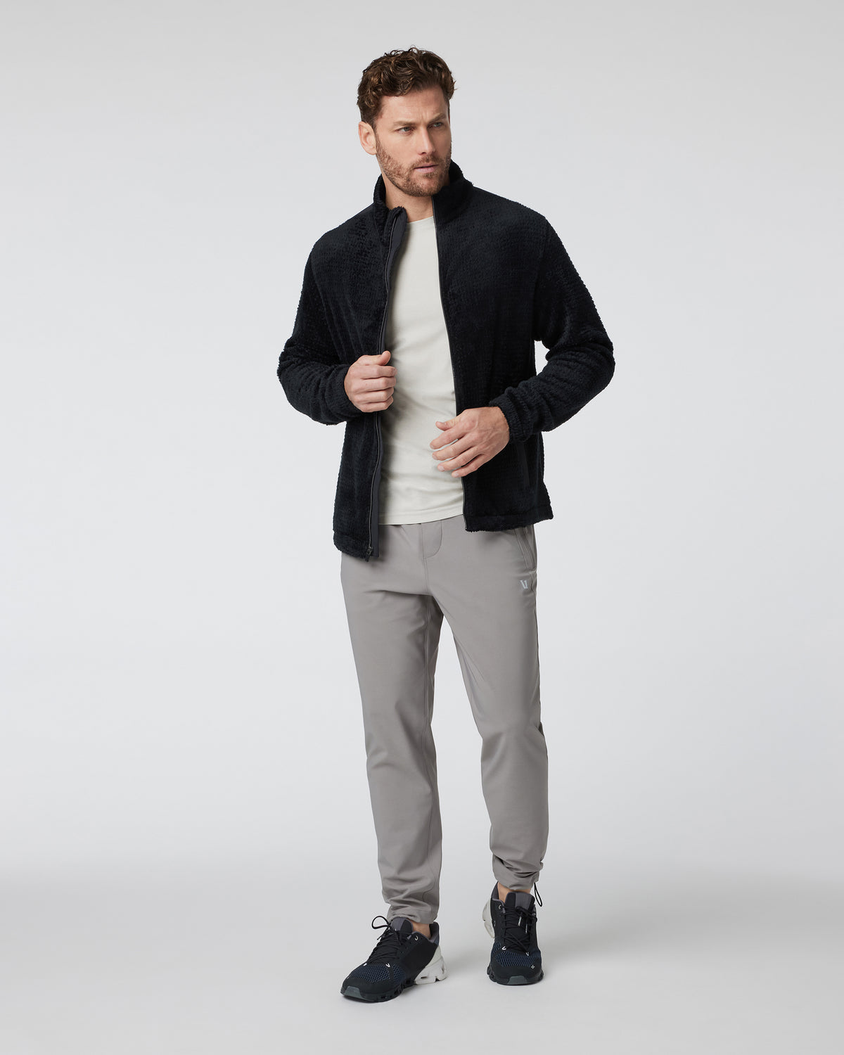 Fairfield Full Zip Jacket Men's Black Fleece Jacket - Vuori