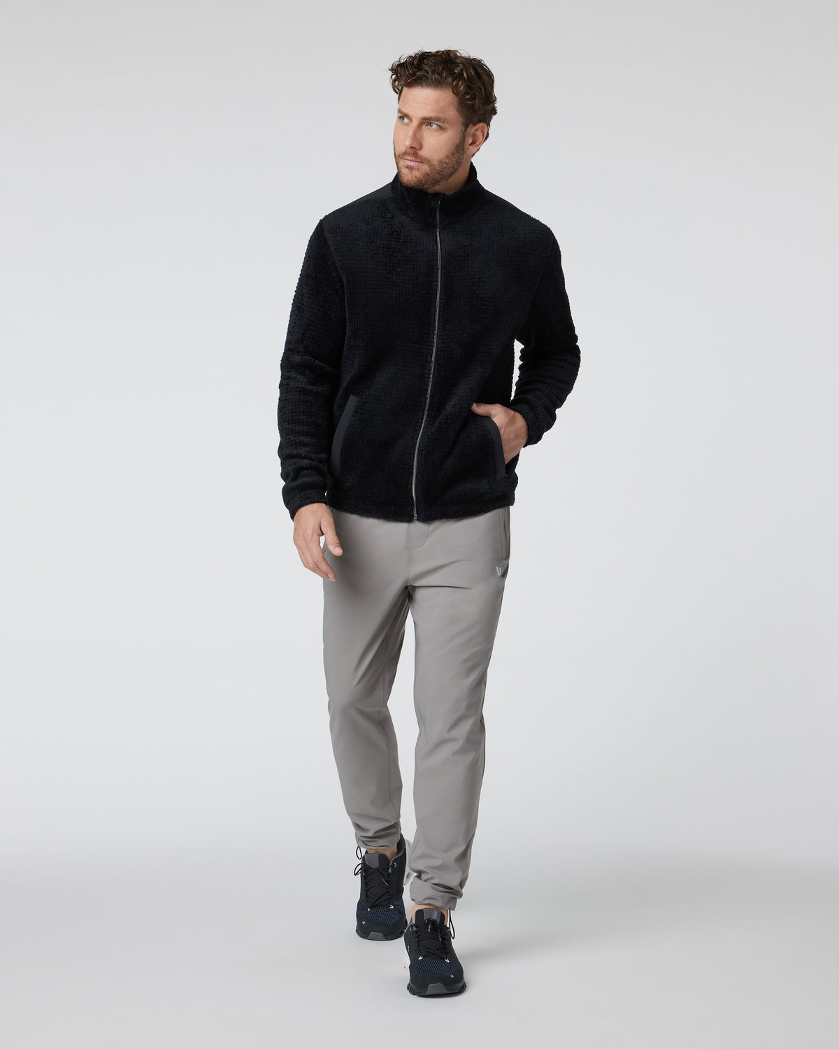 Fairfield Full Zip Jacket Men's Black Fleece Jacket - Vuori
