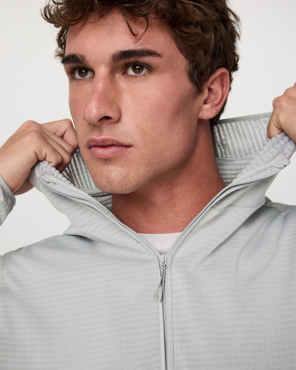Powergrid Full Zip Jacket 2.0 Men's Sea Fog Fleece Jacket - Vuori