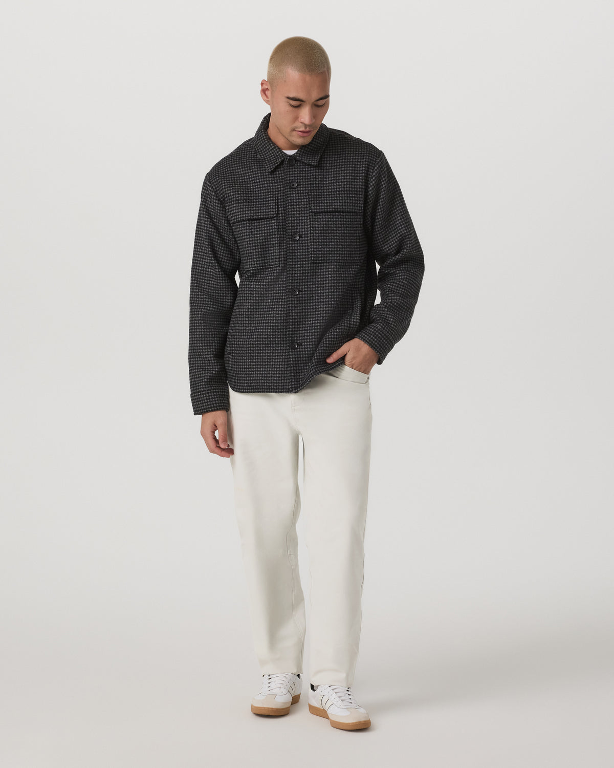 Ridge Natural Shirt Jacket Men's Grey Button-Up Jacket - Vuori