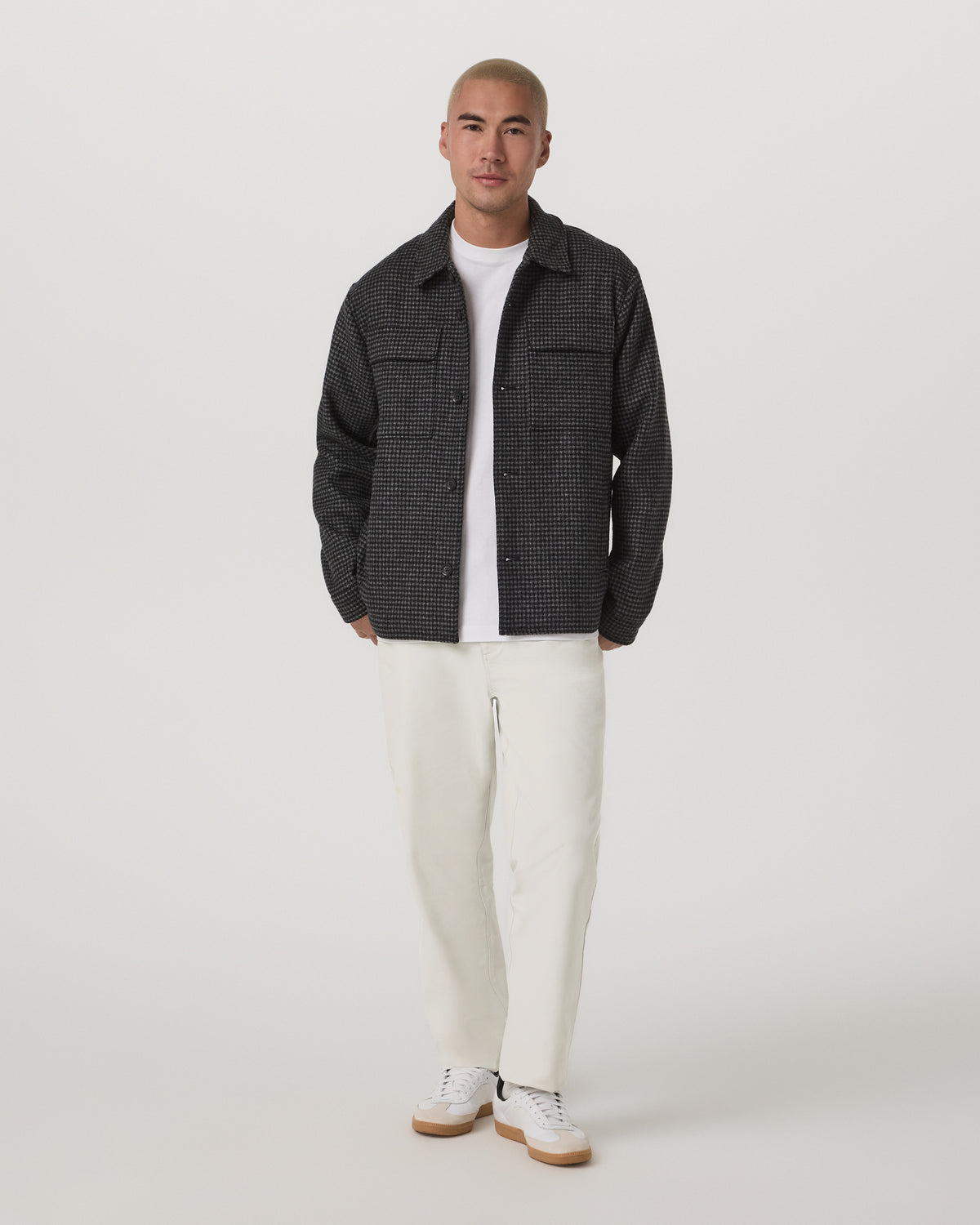 Ridge Natural Shirt Jacket Men's Grey Button-Up Jacket - Vuori