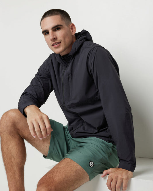 Ronan Packable Jacket Black Water Repellent Jacket - Vuori