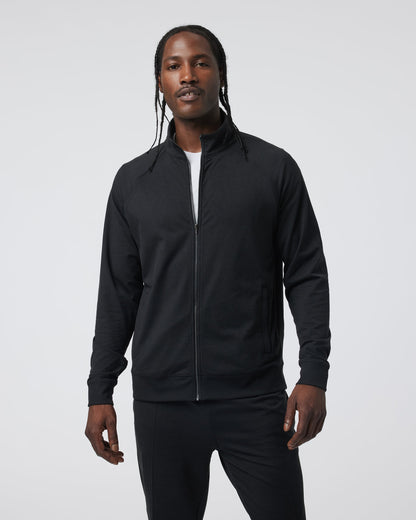 Coronado Novelty Full Zip Men's Black Heather Jacket - Vuori