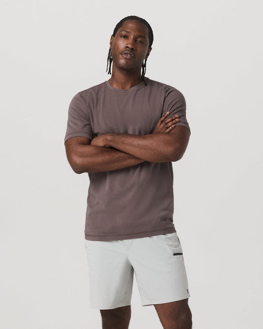 Tuvalu Tee Men's Cotton Short Sleeve T-Shirt in Timber - Vuori