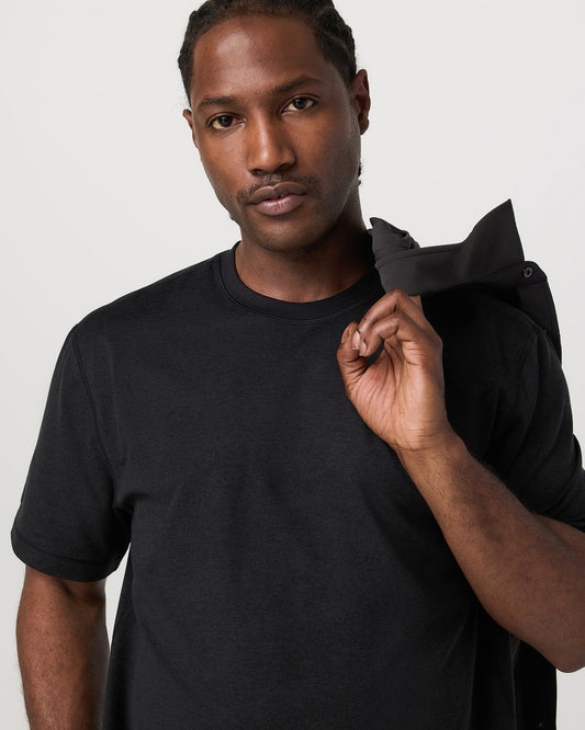 Men's Short Sleeve Ponto Tee - Relaxed Black Heather - Vuori